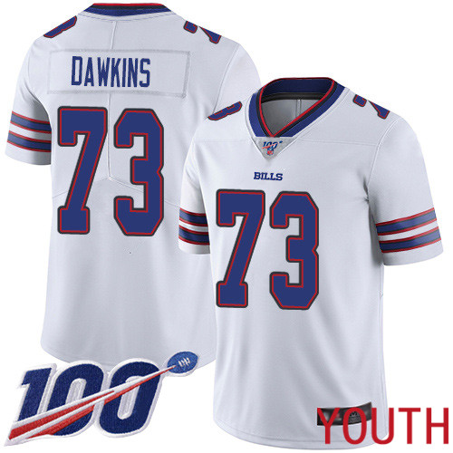 Youth Buffalo Bills 73 Dion Dawkins White Vapor Untouchable Limited Player 100th Season NFL Jersey